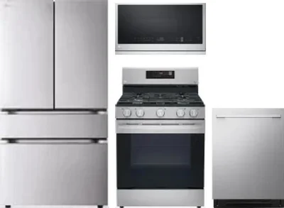 4 Piece Package Includes Refrigerator, Range, Microwave And Dishwasher