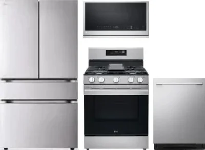 4 Piece Package Includes Refrigerator, Range, Microwave And Dishwasher