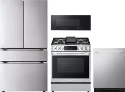 4 Piece Package Includes Refrigerator, Range, Microwave And Dishwasher