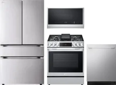 4 Piece Package Includes Refrigerator, Range, Microwave And Dishwasher
