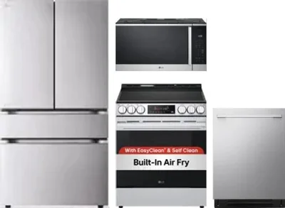 4 Piece Package Includes Refrigerator, Range, Microwave And Dishwasher