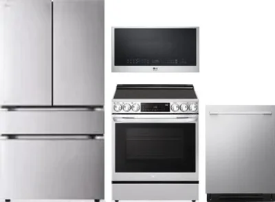 4 Piece Package Includes Refrigerator, Range, Microwave And Dishwasher