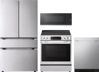 4 Piece Package Includes Refrigerator, Range, Microwave And Dishwasher
