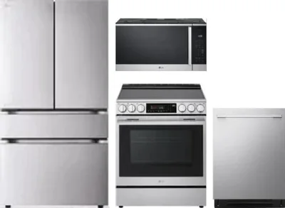 4 Piece Package Includes Refrigerator, Range, Microwave And Dishwasher