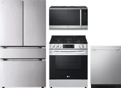 4 Piece Package Includes Refrigerator, Range, Microwave And Dishwasher