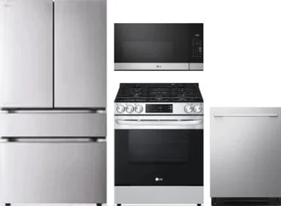 4 Piece Package Includes Refrigerator, Range, Microwave And Dishwasher