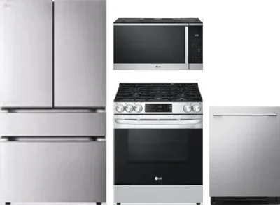 4 Piece Package Includes Refrigerator, Range, Microwave And Dishwasher