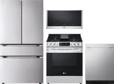 4 Piece Package Includes Refrigerator, Range, Microwave And Dishwasher