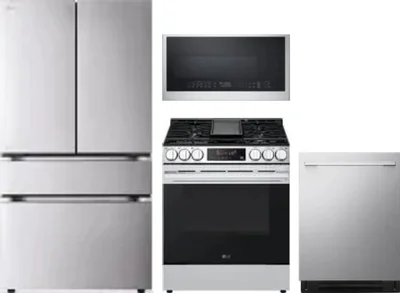 4 Piece Package Includes Refrigerator, Range, Microwave And Dishwasher