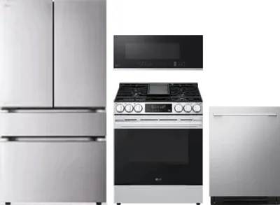 4 Piece Package Includes Refrigerator, Range, Microwave And Dishwasher