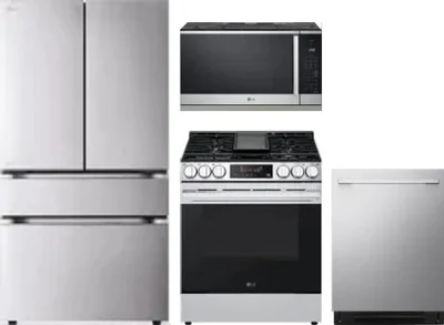 4 Piece Package Includes Refrigerator, Range, Microwave And Dishwasher