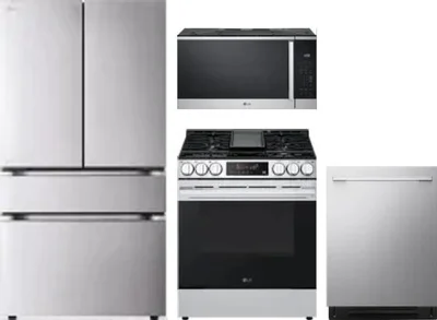 4 Piece Package Includes Refrigerator, Range, Microwave And Dishwasher