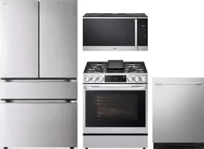 4 Piece Package Includes Refrigerator, Range, Microwave And Dishwasher