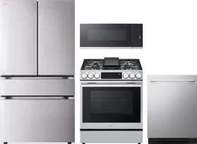 4 Piece Package Includes Refrigerator, Range, Microwave And Dishwasher