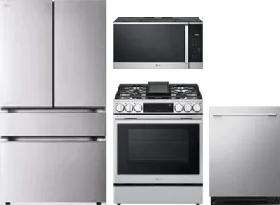 4 Piece Package Includes Refrigerator, Range, Microwave And Dishwasher