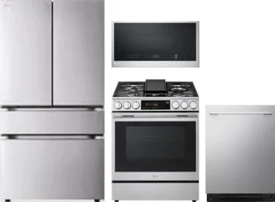 4 Piece Package Includes Refrigerator, Range, Microwave And Dishwasher