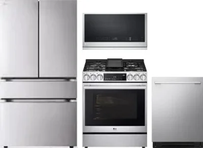 4 Piece Package Includes Refrigerator, Range, Microwave And Dishwasher