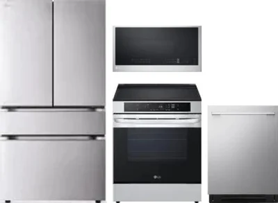 4 Piece Package Includes Refrigerator, Range, Microwave And Dishwasher