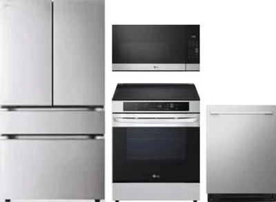4 Piece Package Includes Refrigerator, Range, Microwave And Dishwasher