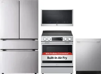 4 Piece Package Includes Refrigerator, Range, Microwave And Dishwasher
