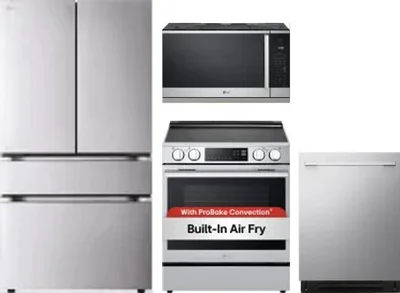 4 Piece Package Includes Refrigerator, Range, Microwave And Dishwasher