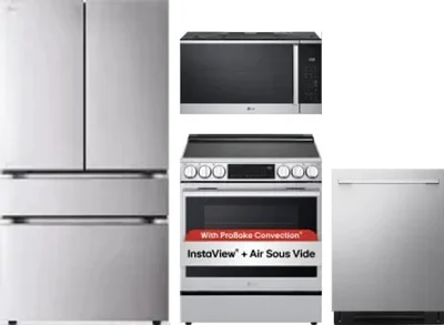 4 Piece Package Includes Refrigerator, Range, Microwave And Dishwasher