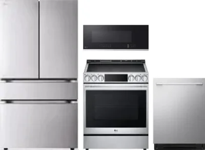 4 Piece Package Includes Refrigerator, Range, Microwave And Dishwasher
