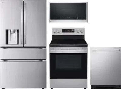 4 Piece Package Includes Refrigerator, Range, Microwave And Dishwasher