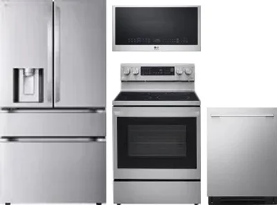 4 Piece Package Includes Refrigerator, Range, Microwave And Dishwasher