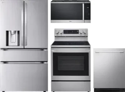 4 Piece Package Includes Refrigerator, Range, Microwave And Dishwasher