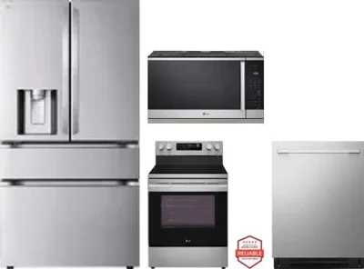 4 Piece Package Includes Refrigerator, Range, Microwave And Dishwasher