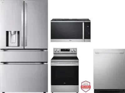 4 Piece Package Includes Refrigerator, Range, Microwave And Dishwasher