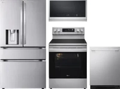 4 Piece Package Includes Refrigerator, Range, Microwave And Dishwasher