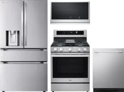 4 Piece Package Includes Refrigerator, Range, Microwave And Dishwasher