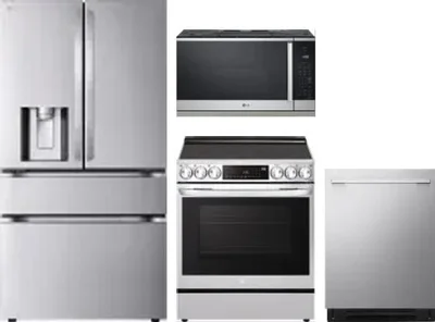 4 Piece Package Includes Refrigerator, Range, Microwave And Dishwasher