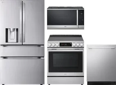 4 Piece Package Includes Refrigerator, Range, Microwave And Dishwasher