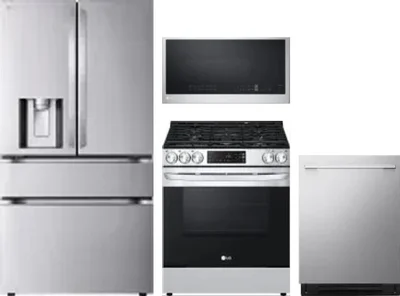 4 Piece Package Includes Refrigerator, Range, Microwave And Dishwasher
