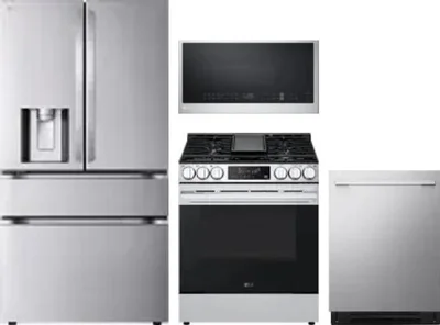 4 Piece Package Includes Refrigerator, Range, Microwave And Dishwasher