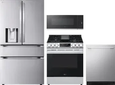 4 Piece Package Includes Refrigerator, Range, Microwave And Dishwasher