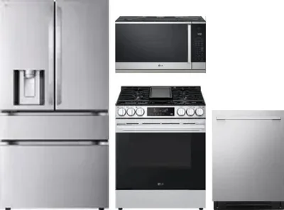 4 Piece Package Includes Refrigerator, Range, Microwave And Dishwasher