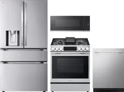 4 Piece Package Includes Refrigerator, Range, Microwave And Dishwasher
