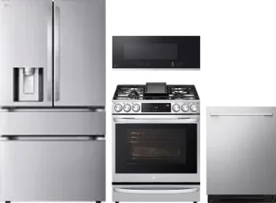 4 Piece Package Includes Refrigerator, Range, Microwave And Dishwasher