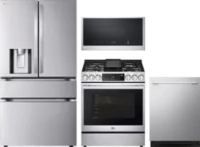 4 Piece Package Includes Refrigerator, Range, Microwave And Dishwasher