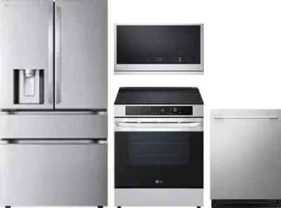 4 Piece Package Includes Refrigerator, Range, Microwave And Dishwasher