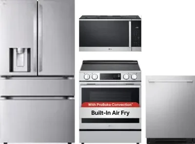4 Piece Package Includes Refrigerator, Range, Microwave And Dishwasher