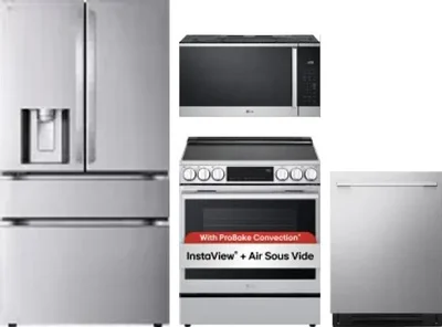 4 Piece Package Includes Refrigerator, Range, Microwave And Dishwasher