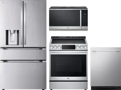 4 Piece Package Includes Refrigerator, Range, Microwave And Dishwasher