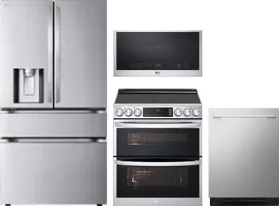 4 Piece Package Includes Refrigerator, Range, Microwave And Dishwasher