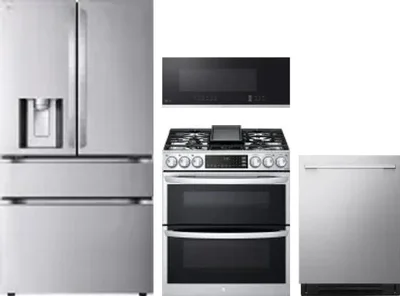 4 Piece Package Includes Refrigerator, Range, Microwave And Dishwasher