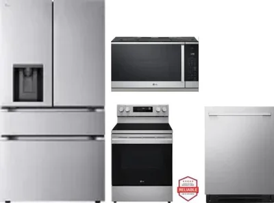4 Piece Package Includes Refrigerator, Range, Microwave And Dishwasher